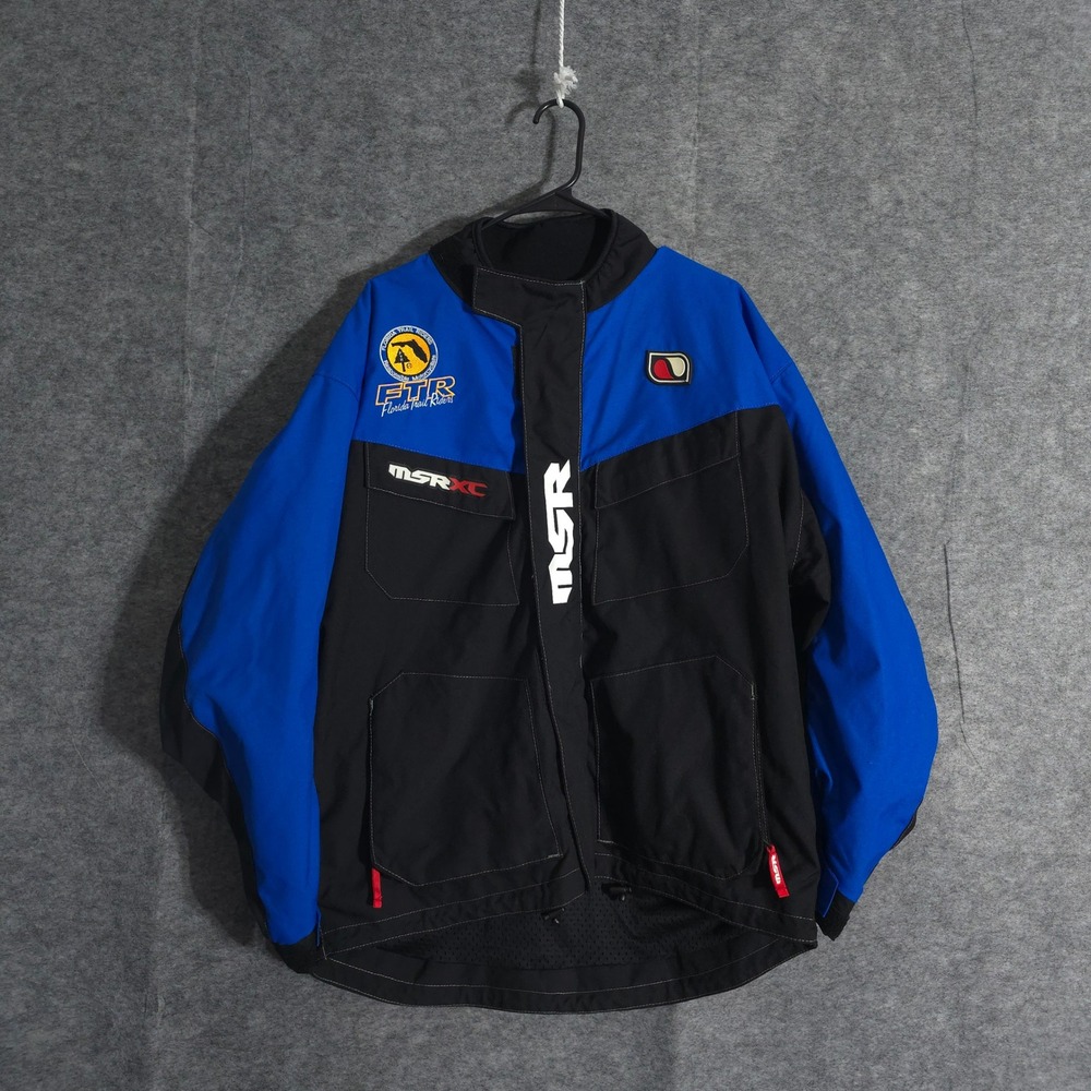 MSR Trail Jacket Mens Size L Black Blue Full Zip Motorsport Racing FTR Vintage